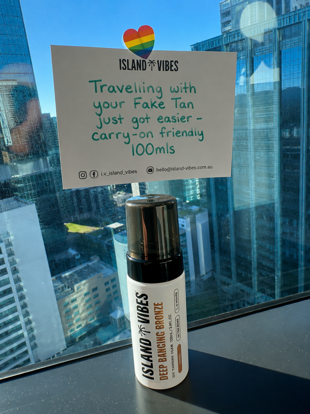 Travel size deep banging bronze mousse bottle