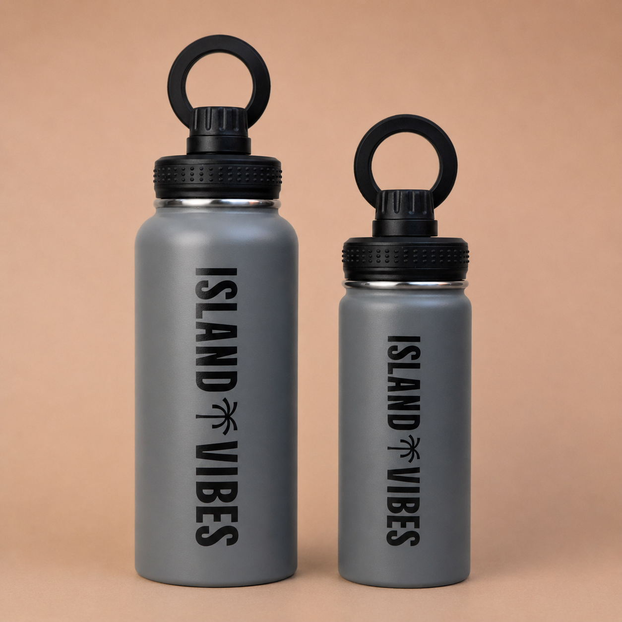Island Vibes Tri-Bot grey tripod water bottle