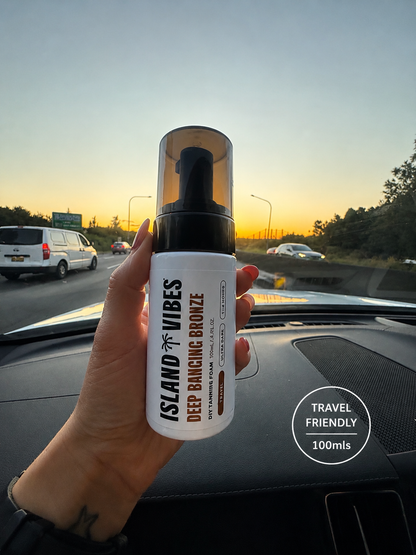 Travel size fake tan mousse carry-on friendly