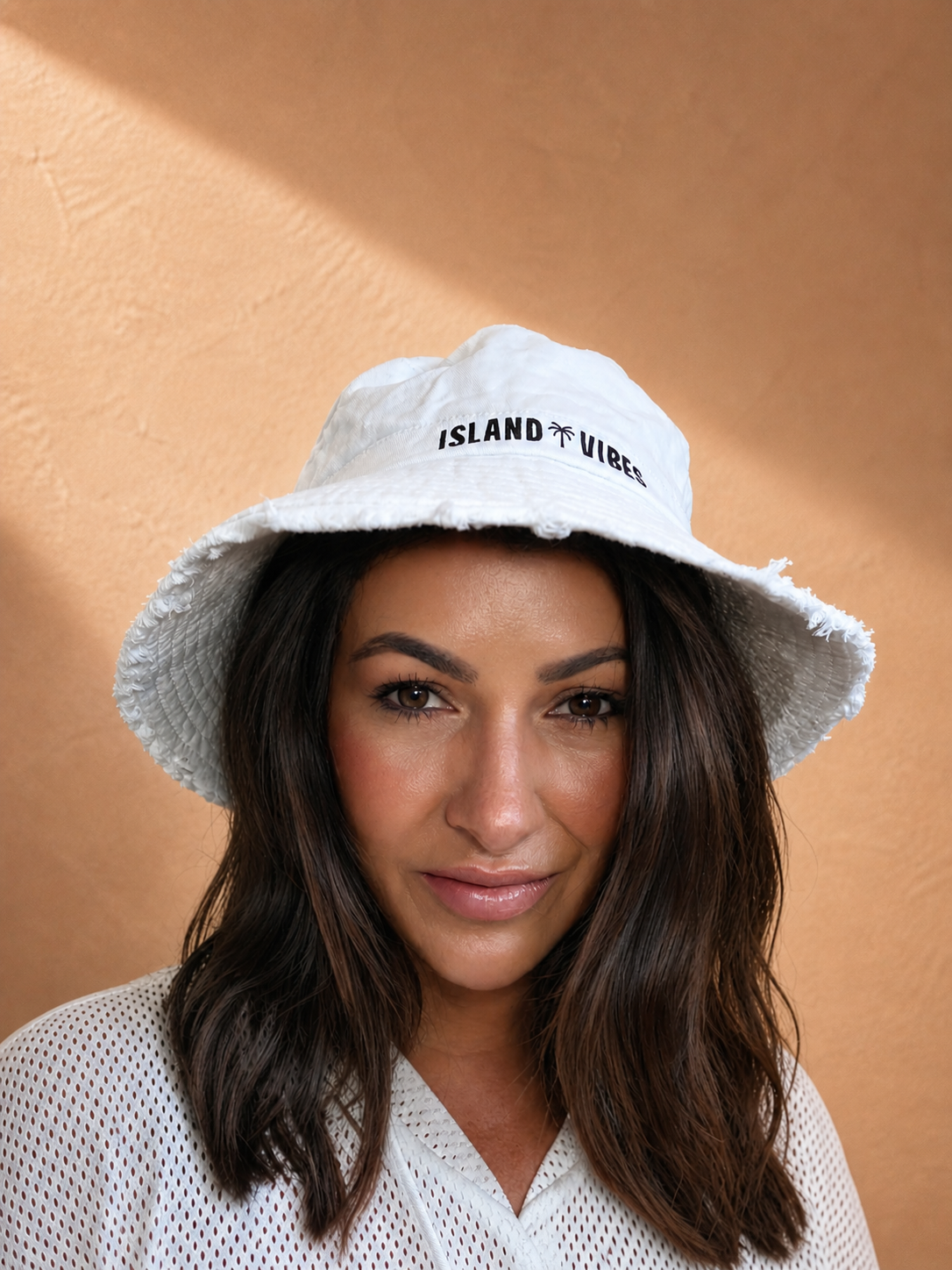 Island Vibes white bucket hat sun protection beach hat