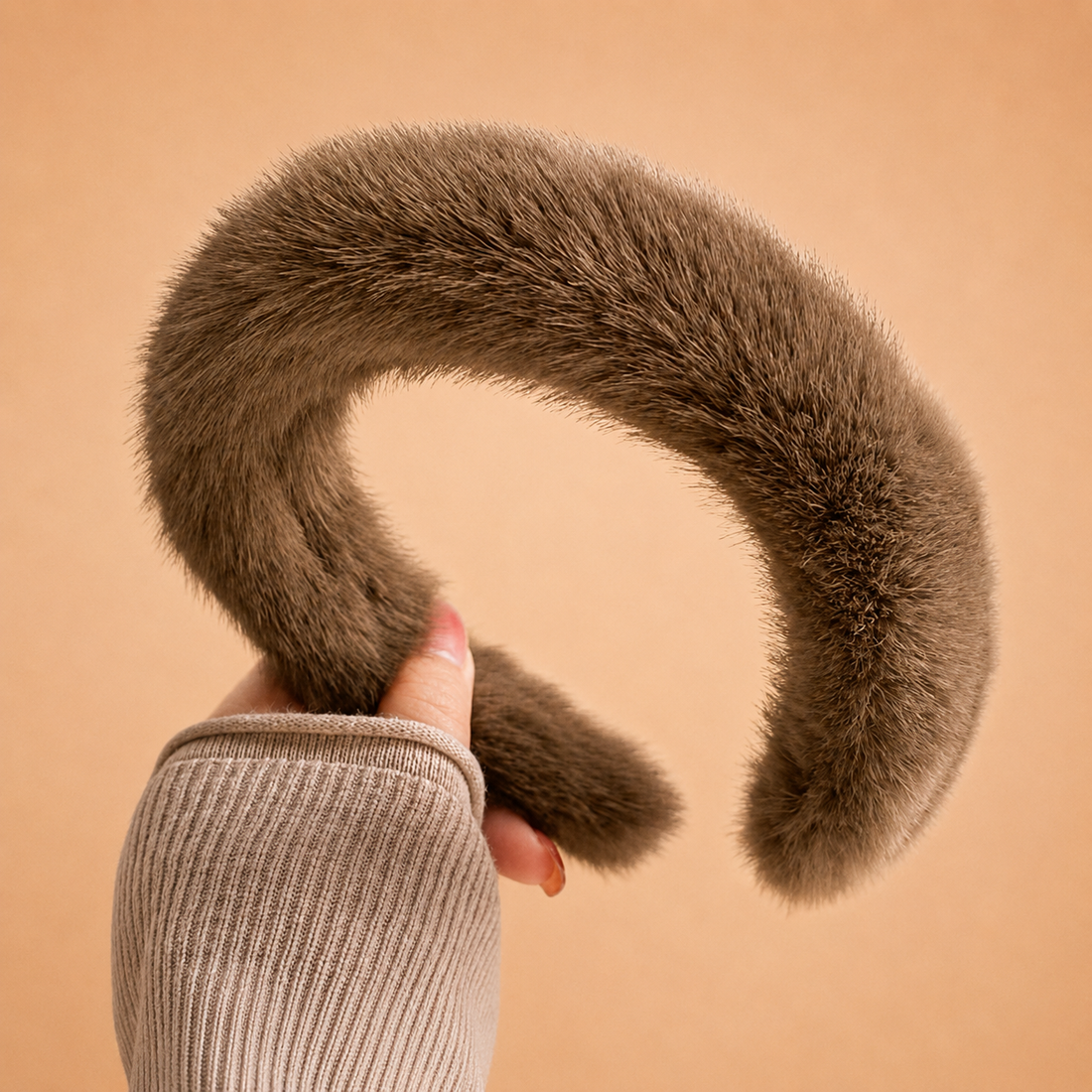 Island Vibes Fluffy Beauty Headband Brown for tanning