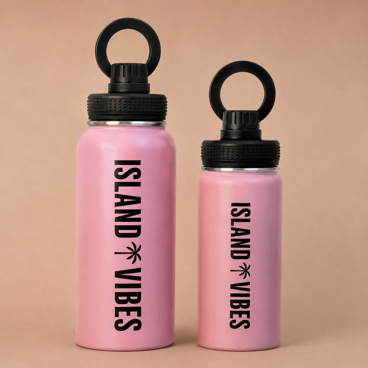 Island Vibes Tri-Bot pink tripod water bottle