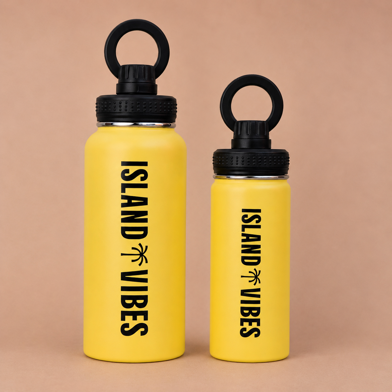 Island Vibes Tri-Bot yellow tripod water bottle