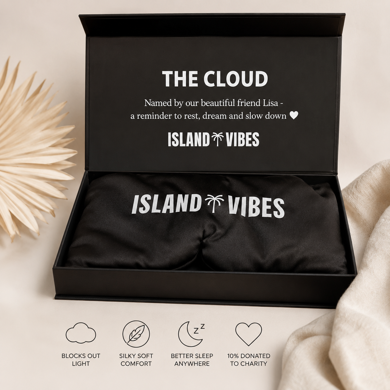 “The Cloud” 100% Mulberry Silk Sleep Mask (10% donated to Charity)
